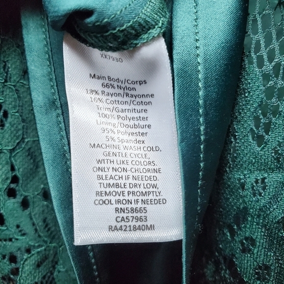 RACHEL PARCELL Lace Flutter Sleeve Top Green Long Sleeve Blouse Size XXS - Picture 11 of 12